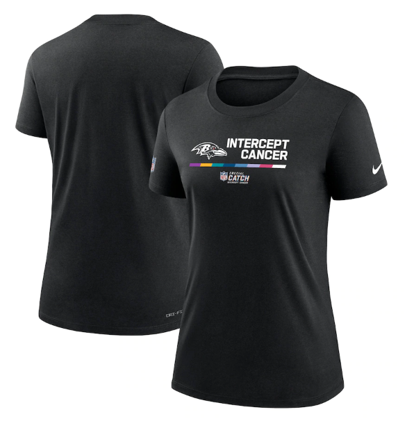 Women's Baltimore Ravens 2022 Black Crucial Catch Performance T-Shirt(Run Small)
